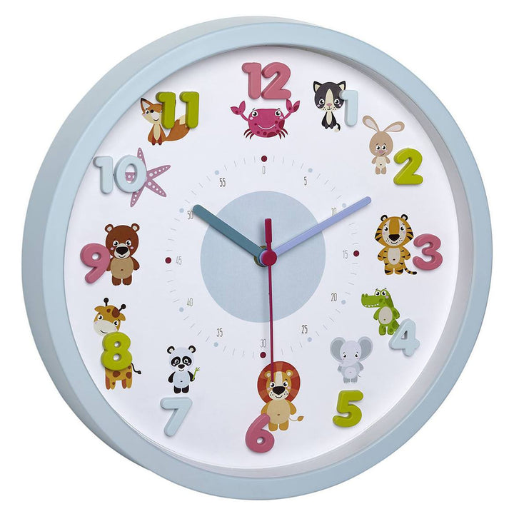 TFA Germany Laila Childrens Little Animals Wall Clock Blue 31cm 60.3051.14 1
