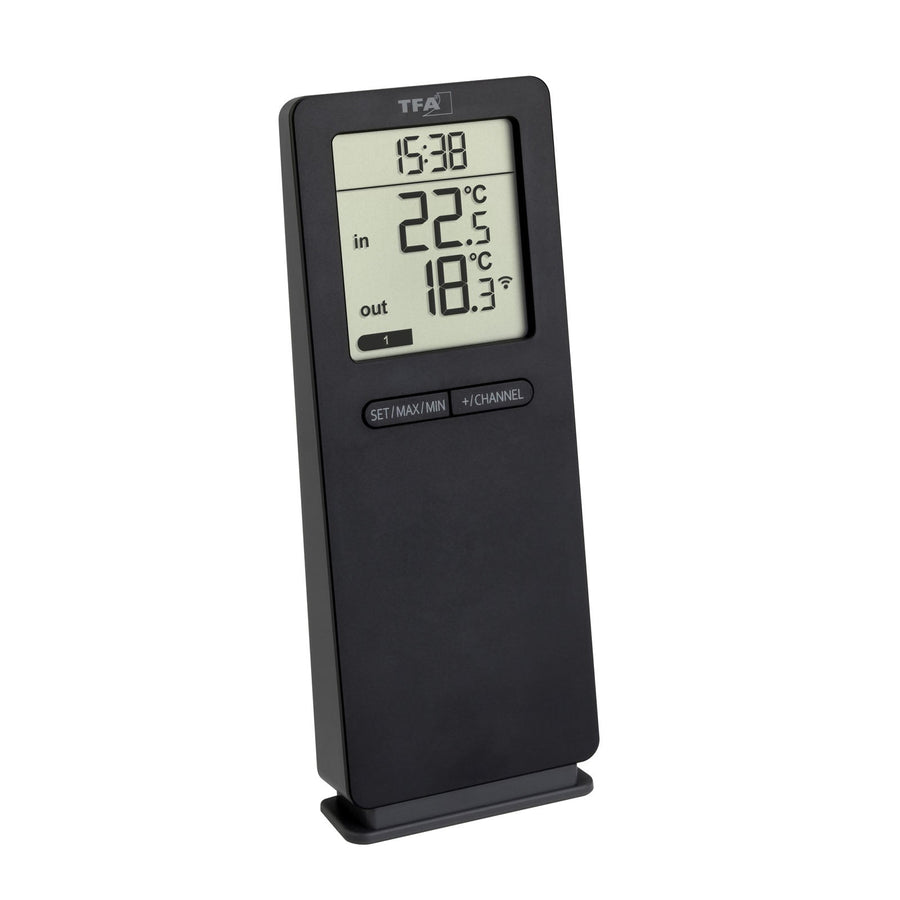 TFA Germany Logo Neo Wireless Thermometer Black 16cm 30.3071.01 1