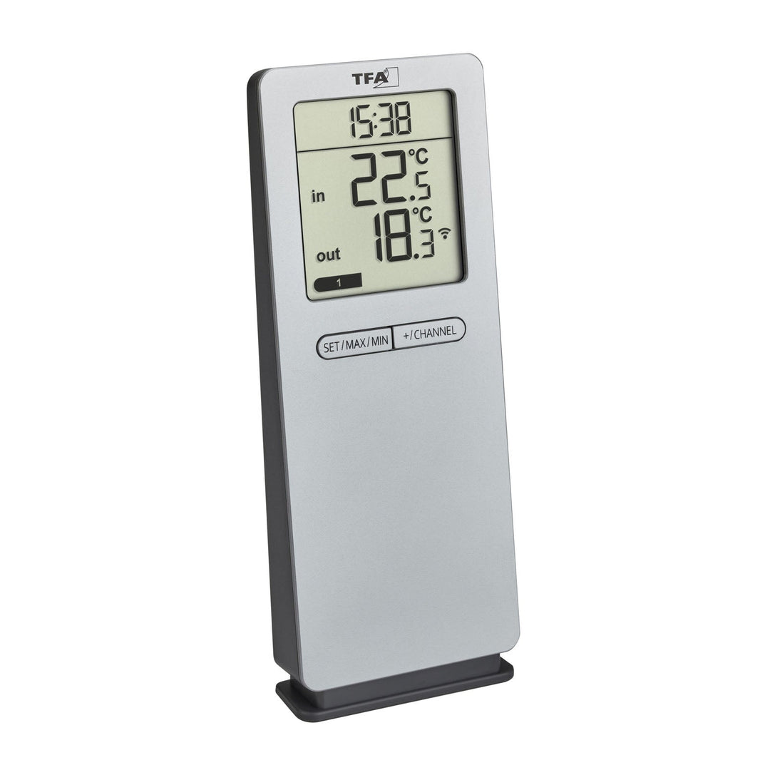 TFA Germany Logo Neo Wireless Thermometer Silver 16cm 30.3071.54 1