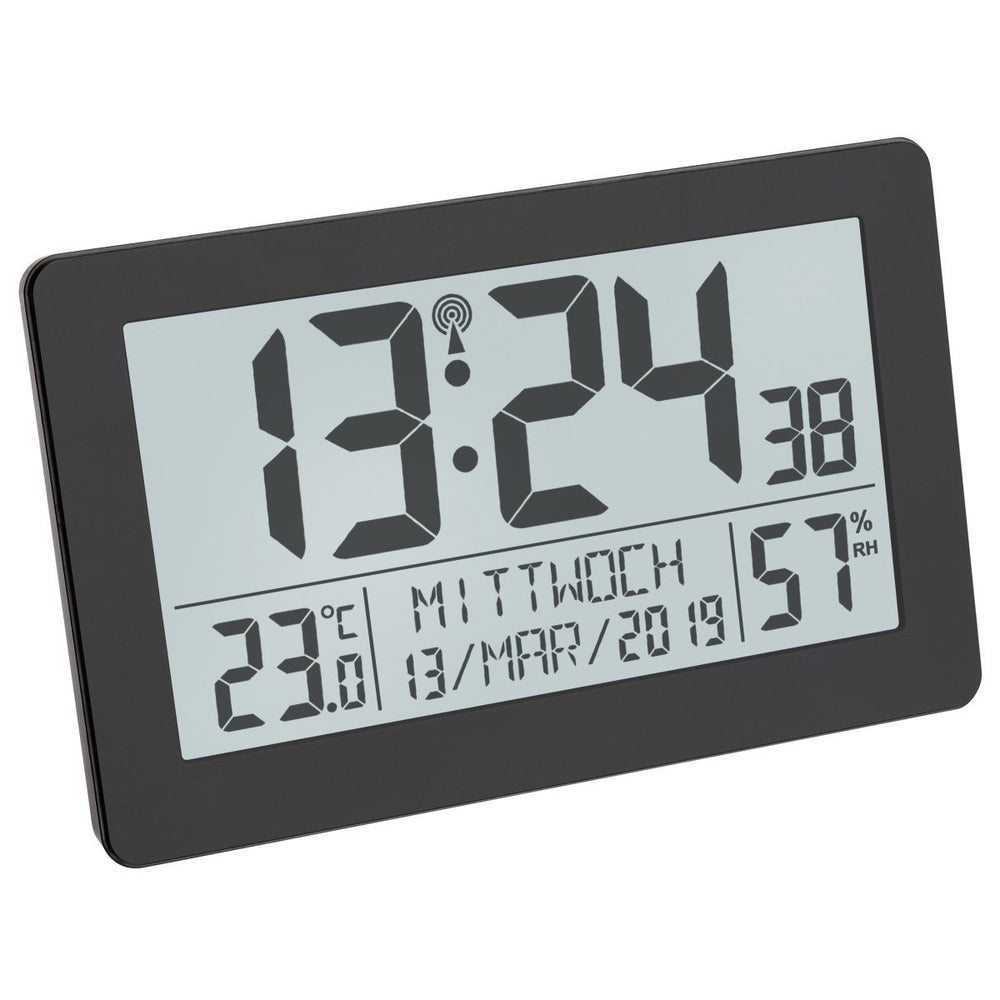 TFA Germany Malik Digital Calendar Temp Humidity Wall or Desk Clock 21cm 60.2557.01 2