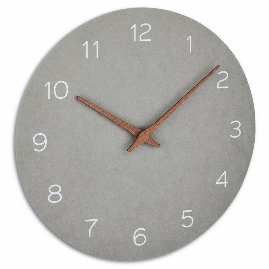 TFA Germany Melany Minimalist Wooden Hands Wall Clock Concrete Grey 30cm 60.3054.10 1