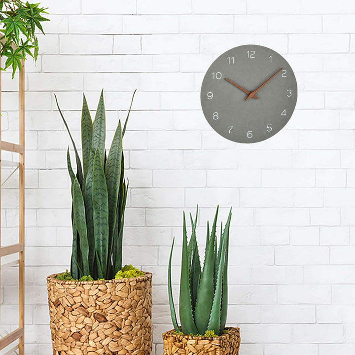 TFA Germany Melany Minimalist Wooden Hands Wall Clock Concrete Grey 30cm 60.3054.10 4