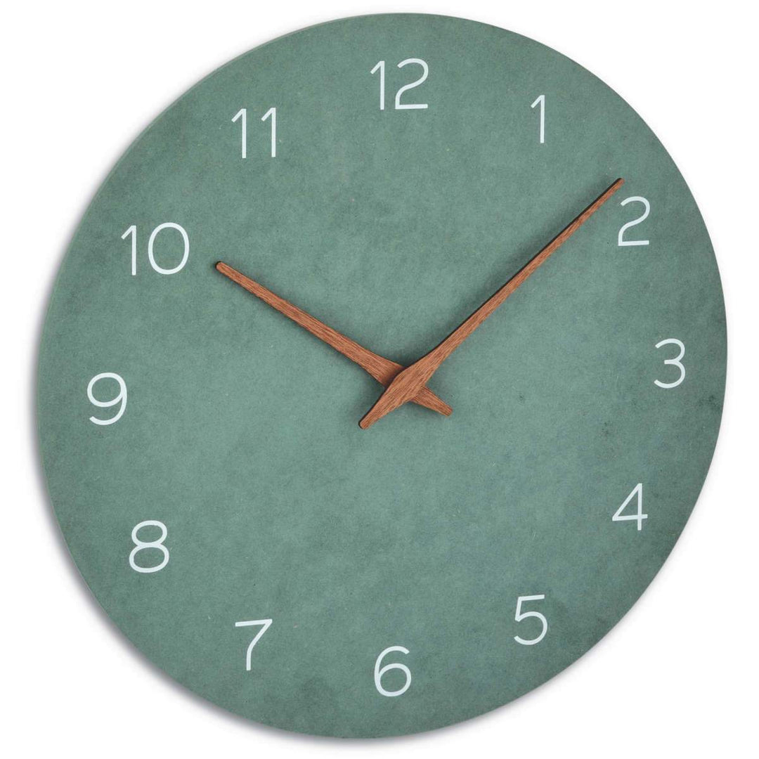 TFA Germany Melany Minimalist Wooden Hands Wall Clock Jade Green 30cm 60.3054.04 1