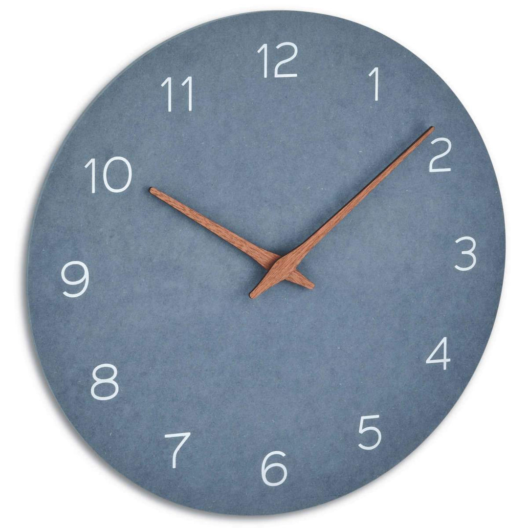 TFA Germany Melany Minimalist Wooden Hands Wall Clock Pigeon Blue 30cm 60.3054.06 1