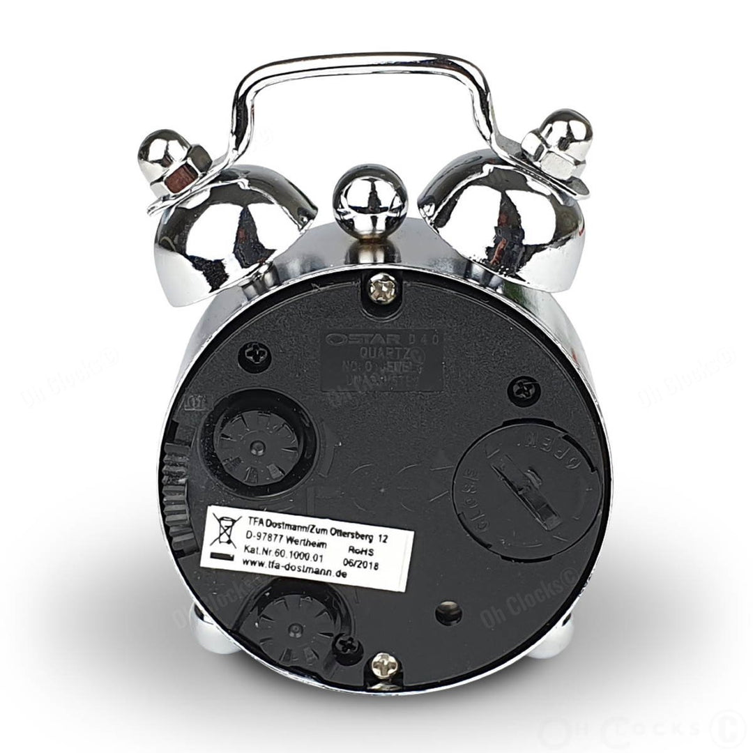 TFA Germany Mini Nostalgia Twin Bell Alarm Clock Black 6cm 60.1000.01 4