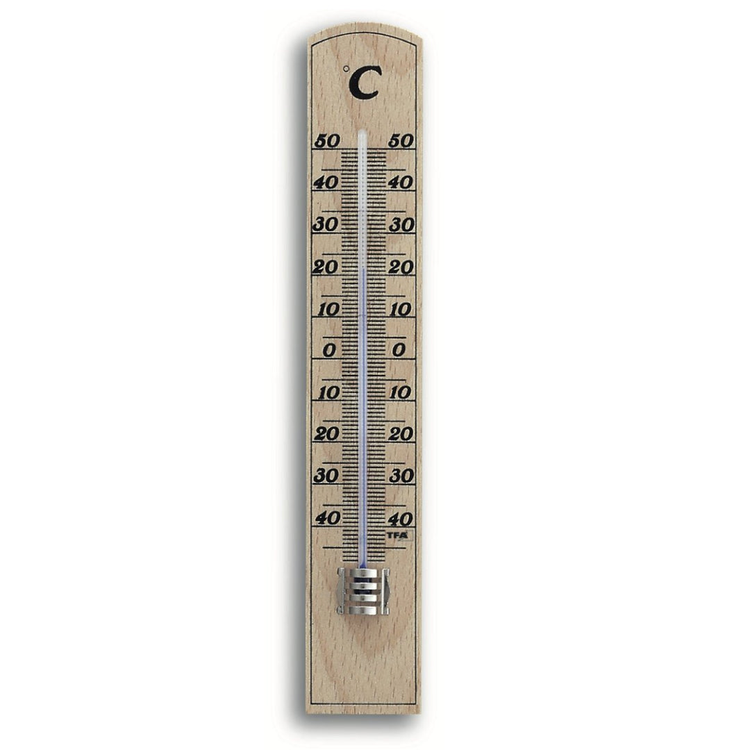 TFA Ross Beech Wood Analogue Thermometer, 21cm