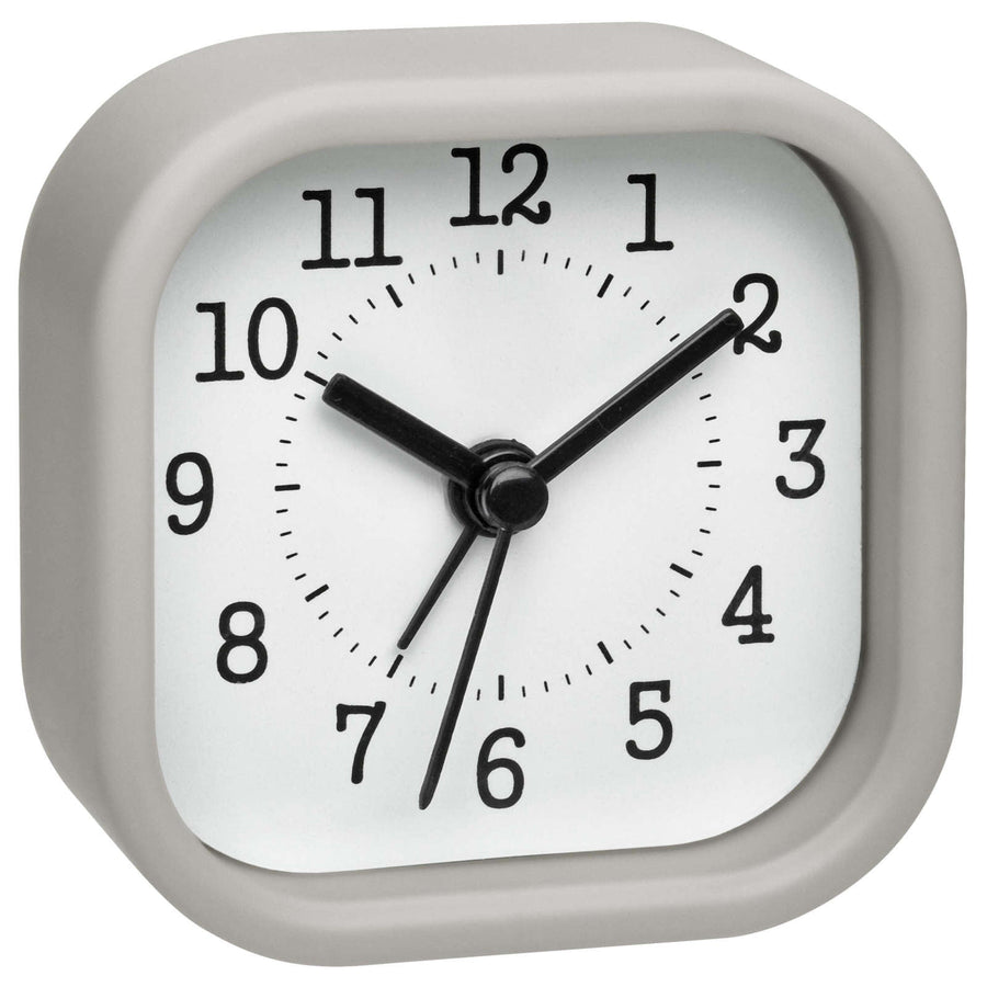 TFA Germany Sally Small Square Travel Alarm Clock Pastel Grey 6cm 60.1035.10 1