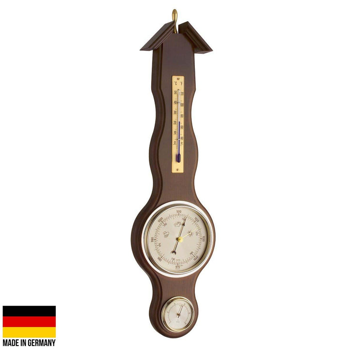 TFA Germany Sheraton Flange Weather Station Walnut Finish 46cm 20.1037.03 1