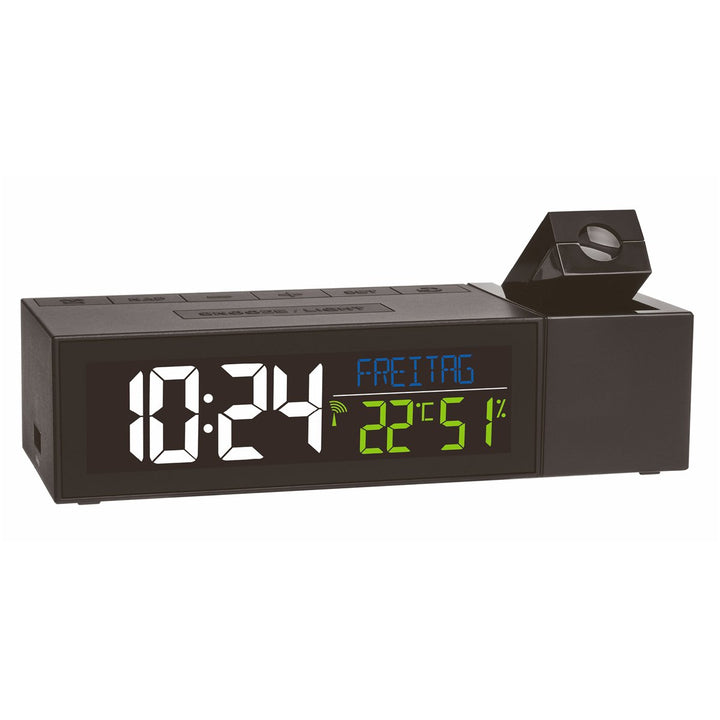 TFA Germany Show Projection and USB Charging Digital Alarm Clock Black 17cm 60.5014.01 2