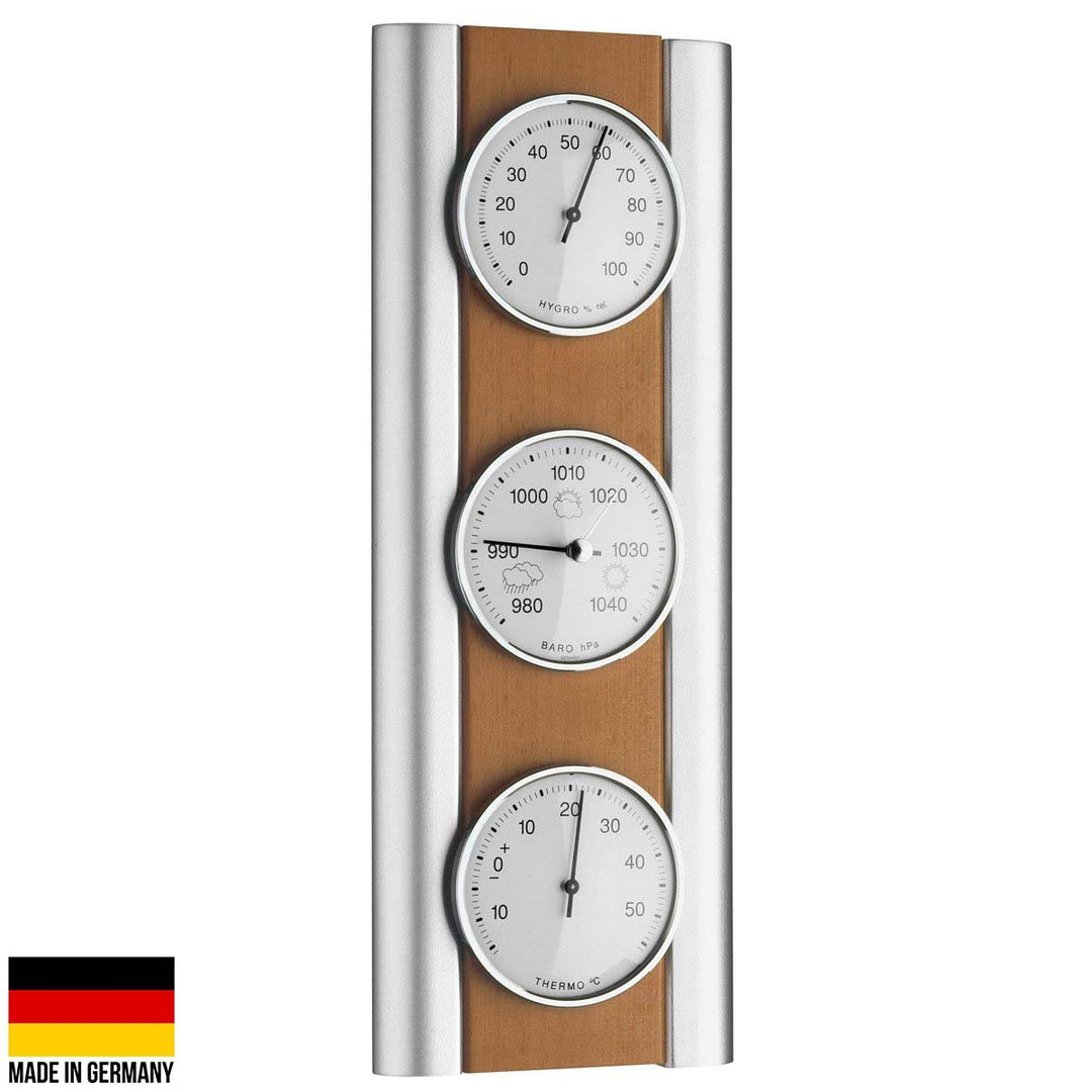 TFA Germany Stanley Analogue Beech Weather Station Silver 35cm 20.1053.17 1