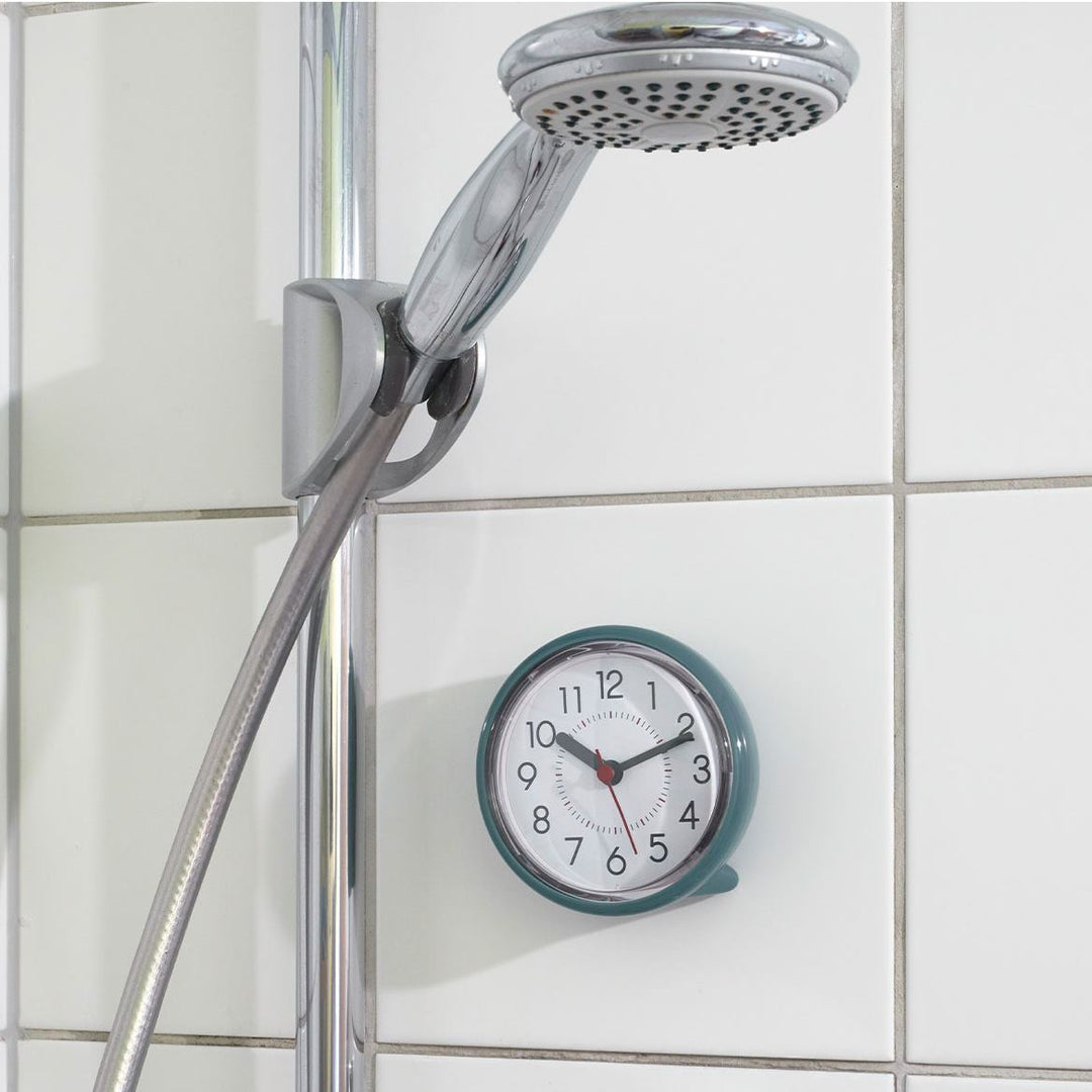 TFA Germany Suction Cup Moisture Proof Bathroom Wall Clock Petrol Green 11cm 60.3055.04 5