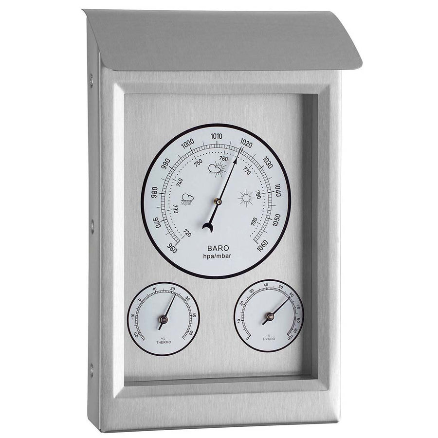 TFA Germany Weatherproof Stainless Steel Weather Station Silver 23cm 20.2046 1
