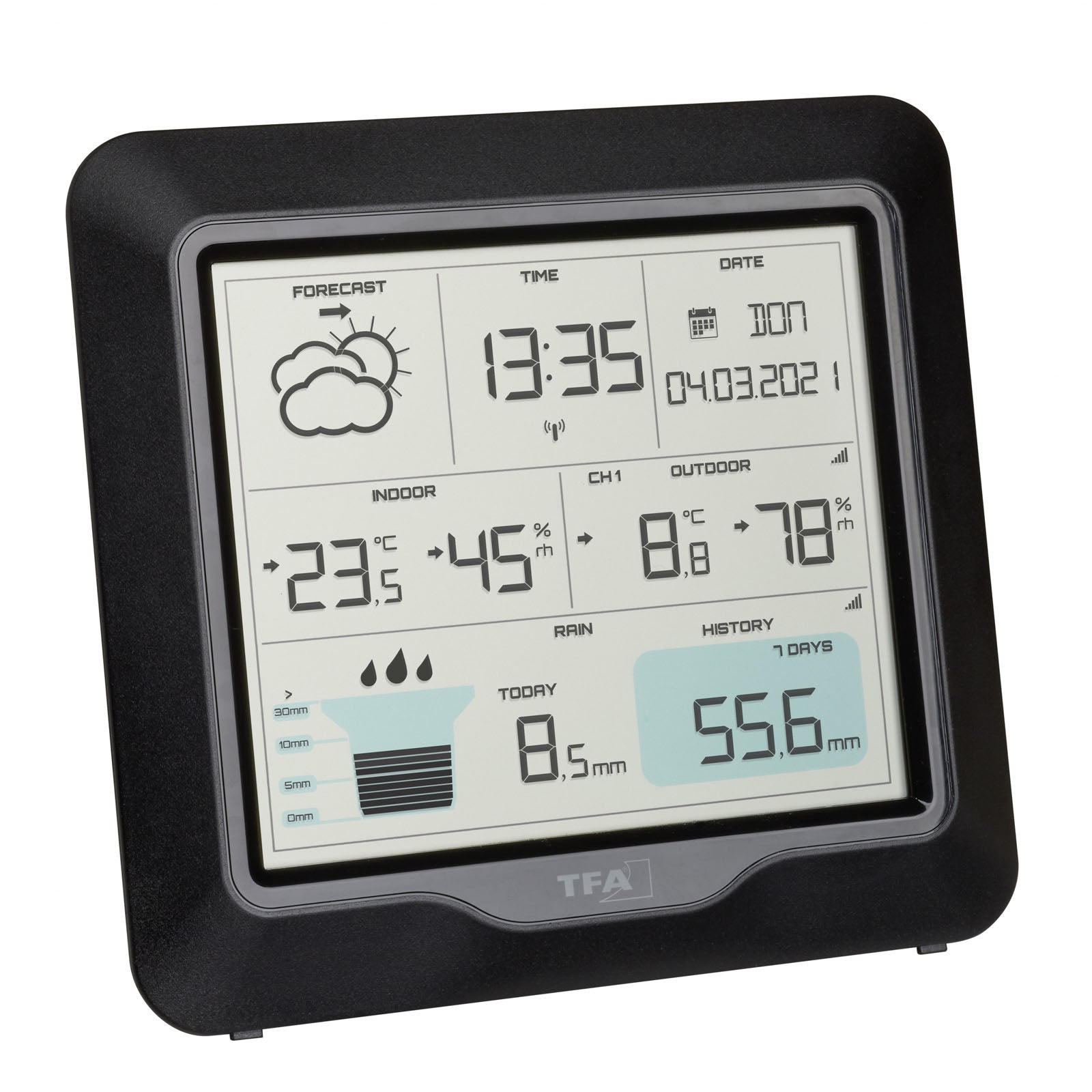 TFA Germany Wireless Rain Pro Weather Station Black 18cm 35.1160.01 1