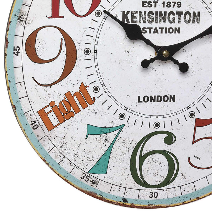 TFA Kensington Station Vintage Wood Wall Clock 41cm Bottom 60.3045.11