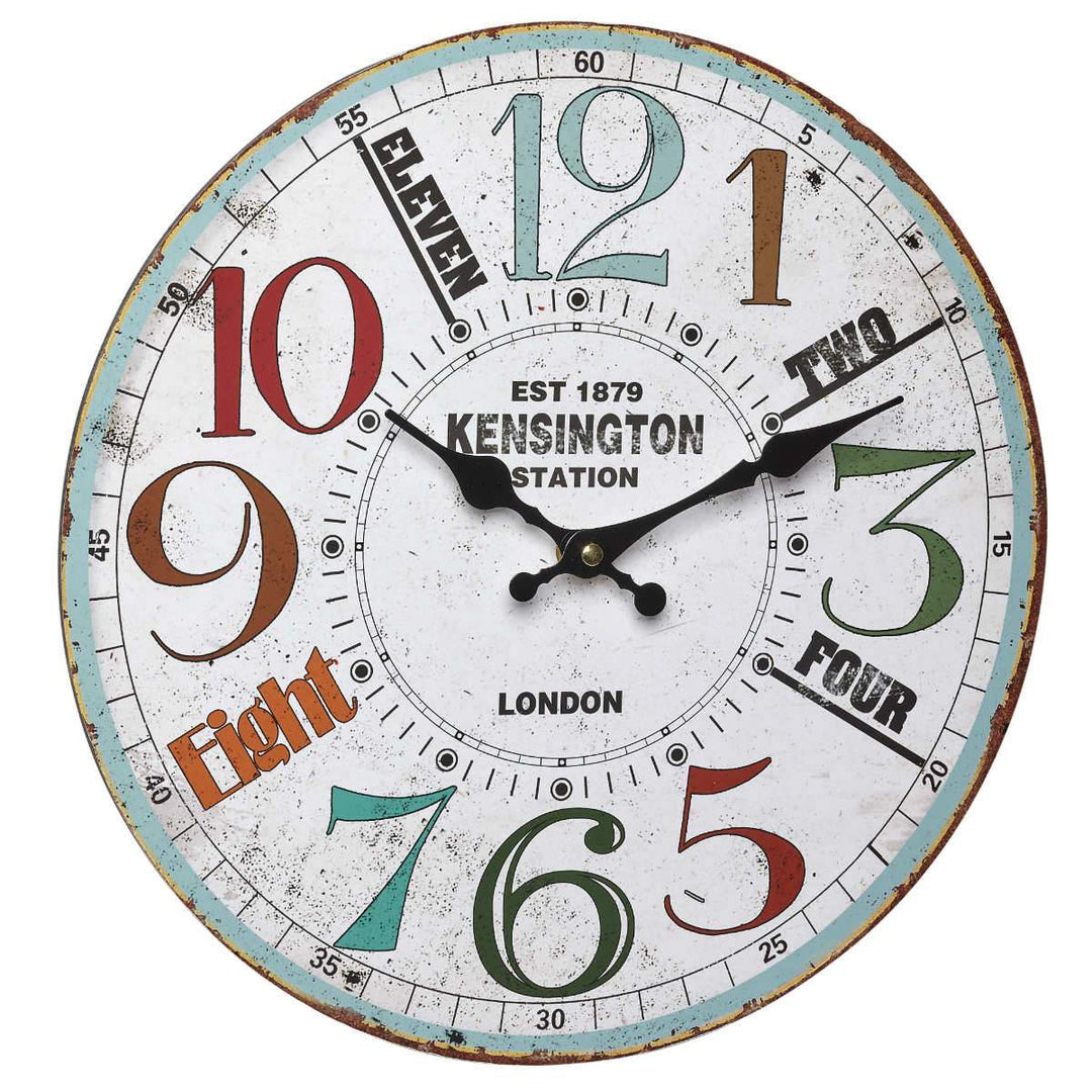 TFA Kensington Station Vintage Wood Wall Clock 41cm Front 60.3045.11