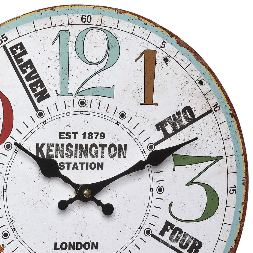 TFA Kensington Station Vintage Wood Wall Clock 41cm Top 60.3045.11