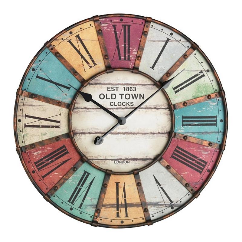 TFA Old Town Vintage Metal Wall Clock 60cm 60.3021 Front