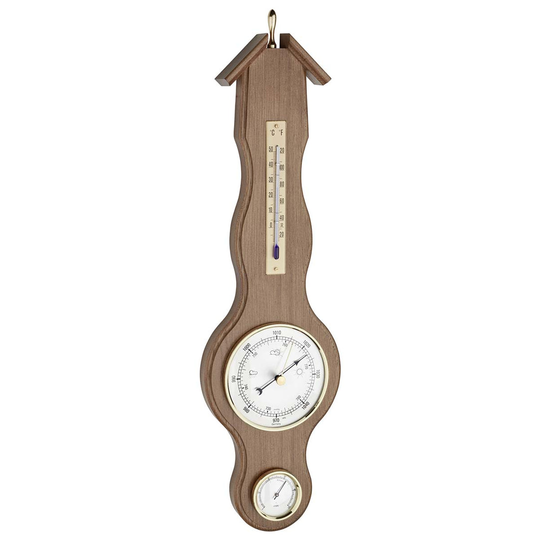 TFA Sheraton Flange Weather Station, Solid Oak Finish, 46cm