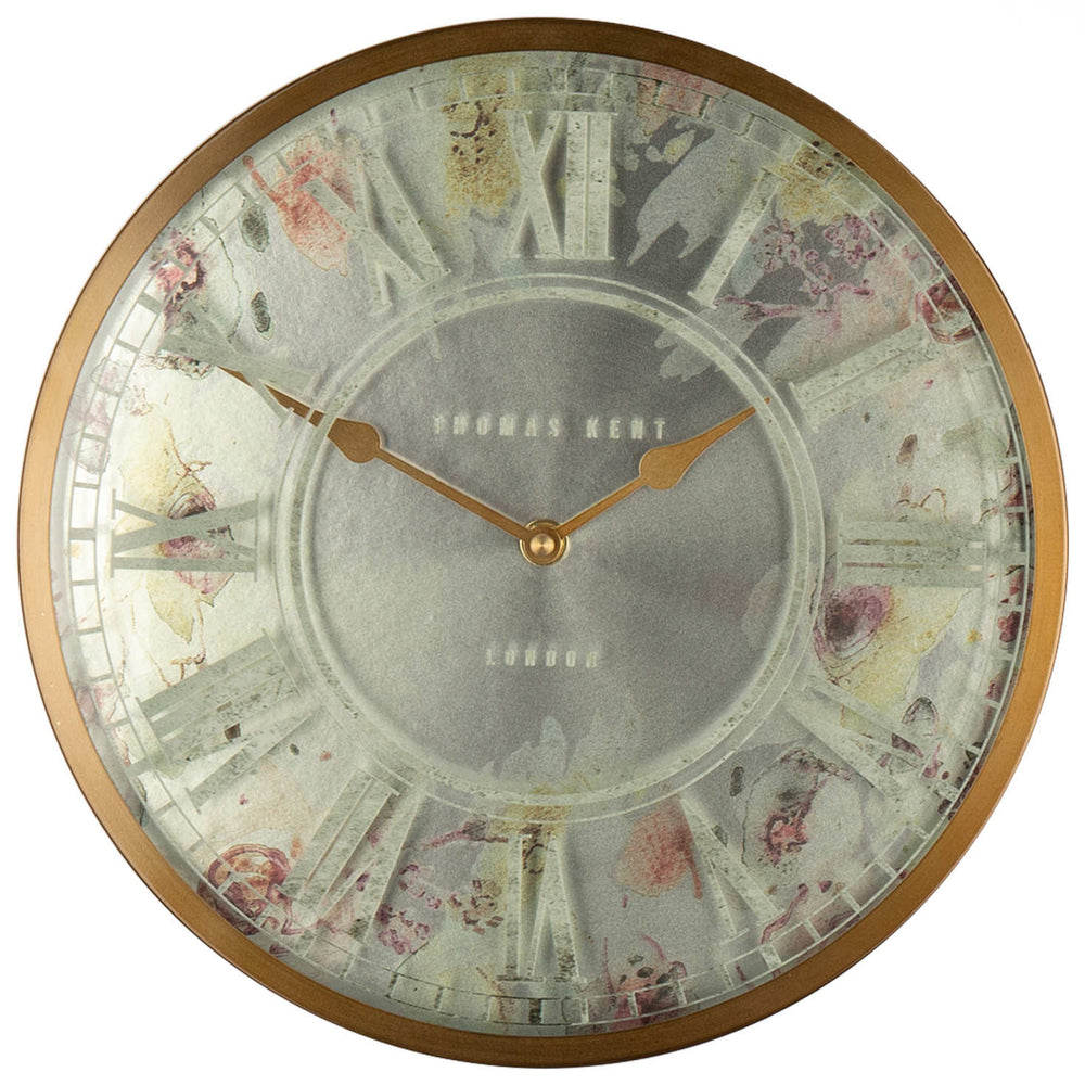 Thomas Kent Eden Printed Floral Glass Face Wall Clock Brass 30cm LINC12174-X 2