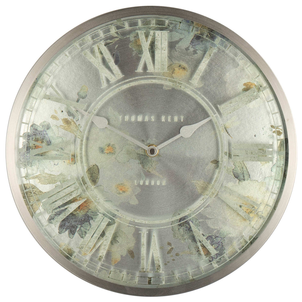 Thomas Kent Eden Printed Floral Glass Face Wall Clock Pewter 30cm LINC12175-X 2