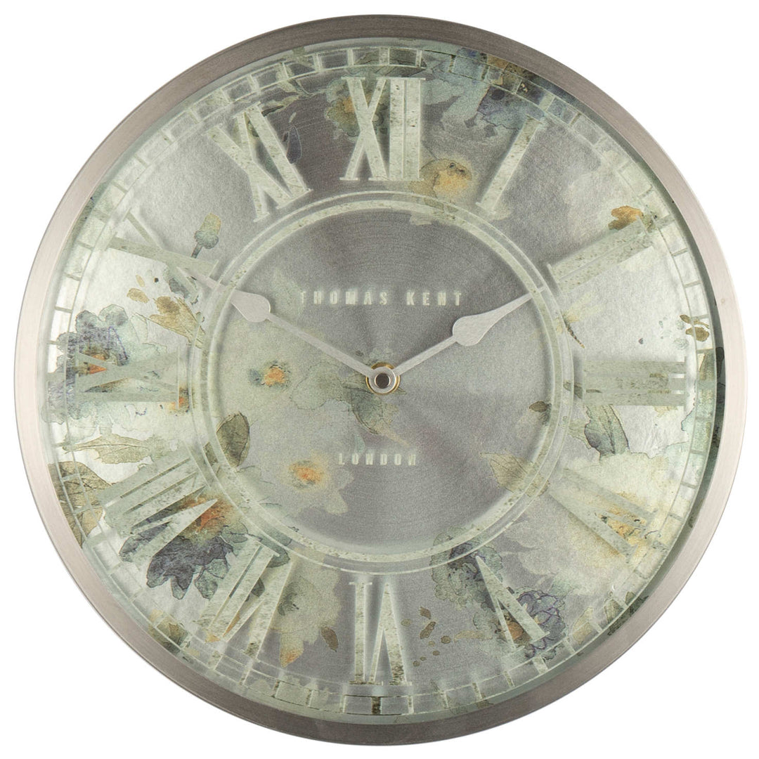 Thomas Kent Eden Printed Floral Glass Face Wall Clock Pewter 30cm LINC12175-X 2