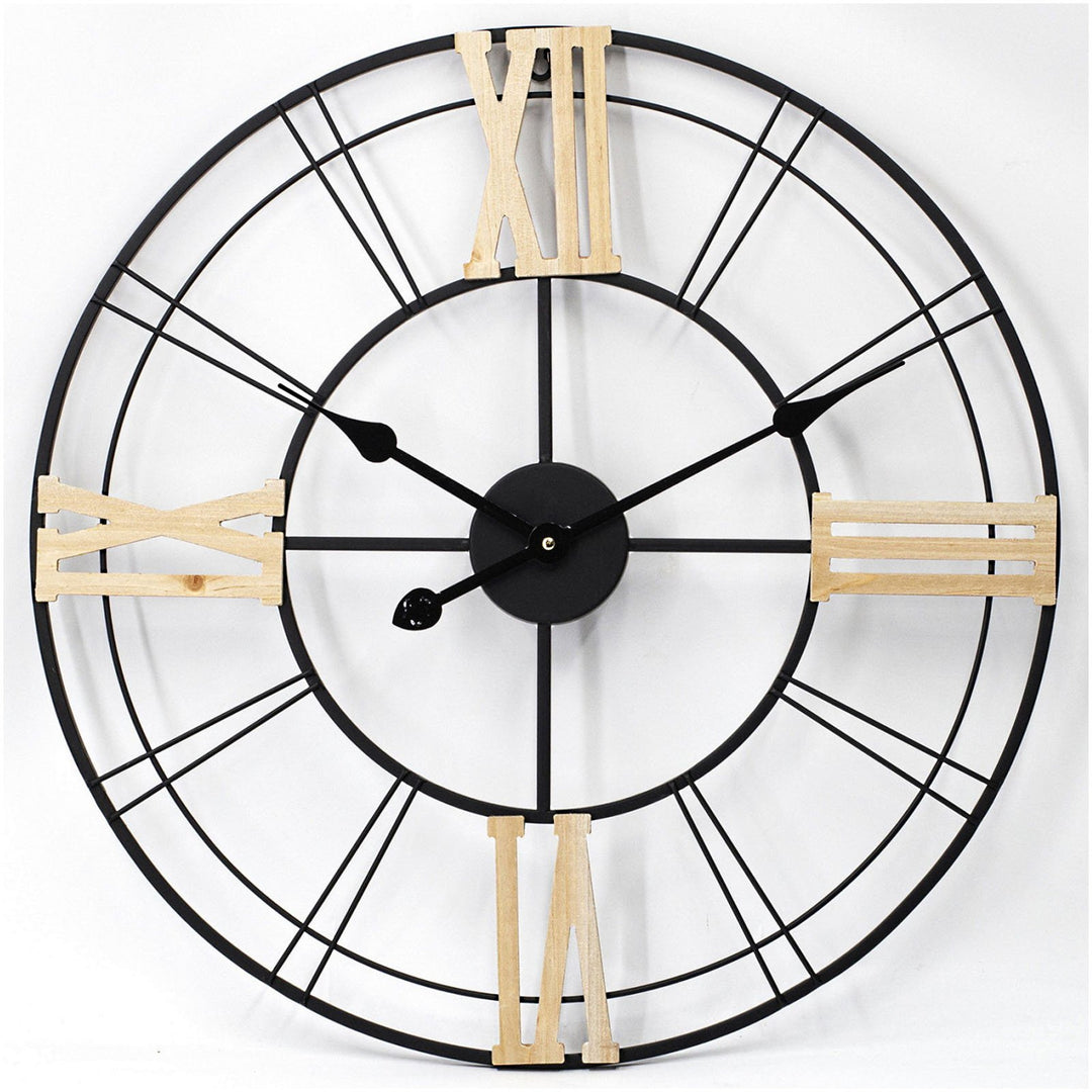 Toki Arthur Skeleton Roman Wood Metal Wall Clock 60cm 23072 1