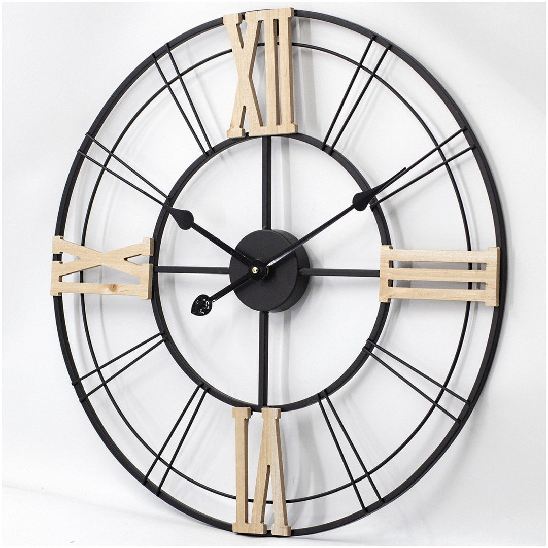 Toki Arthur Skeleton Roman Wood Metal Wall Clock 60cm 23072 2