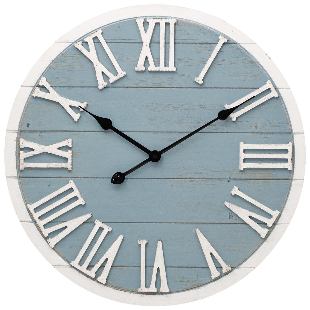 Toki Belle Ocean Blue Wooden Boards Wall Clock 60cm 23150 1