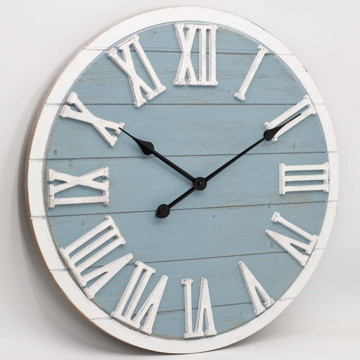 Toki Belle Ocean Blue Wooden Boards Wall Clock 60cm 23150 2