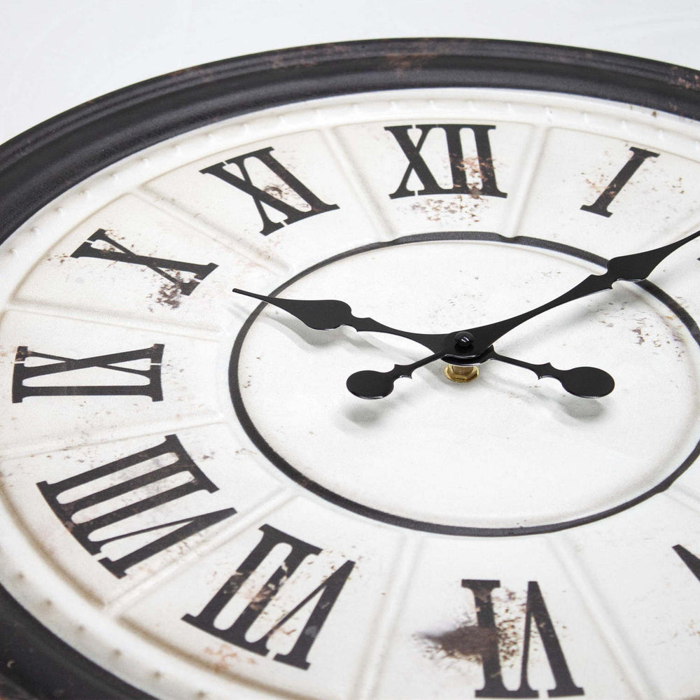 Toki Bradley Distressed Metal Roman Wall Clock White 50cm 23127 2