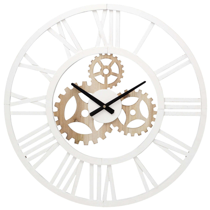 Toki Cogsworth Wooden Gears Wall Clock White 60cm 23152 1
