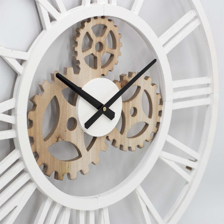 Toki Cogsworth Wooden Gears Wall Clock White 60cm 23152 3