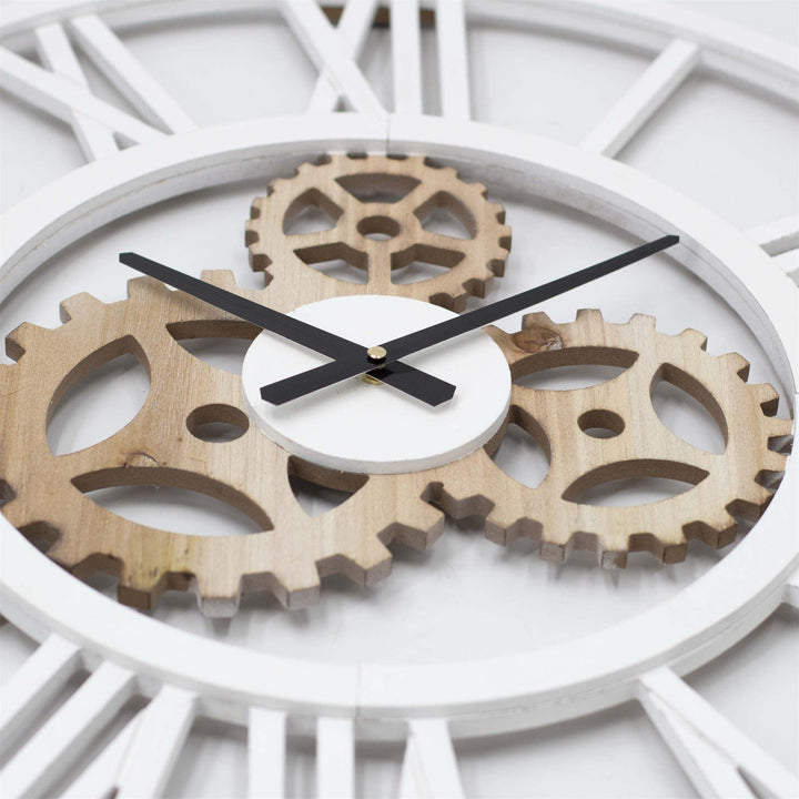 Toki Cogsworth Wooden Gears Wall Clock White 60cm 23152 4