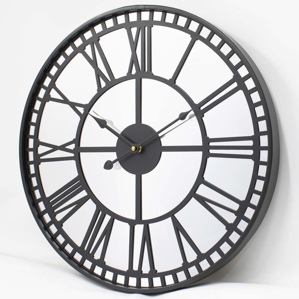 Toki Cora Mirrored Face Roman Wall Clock Black 60cm 23134 2