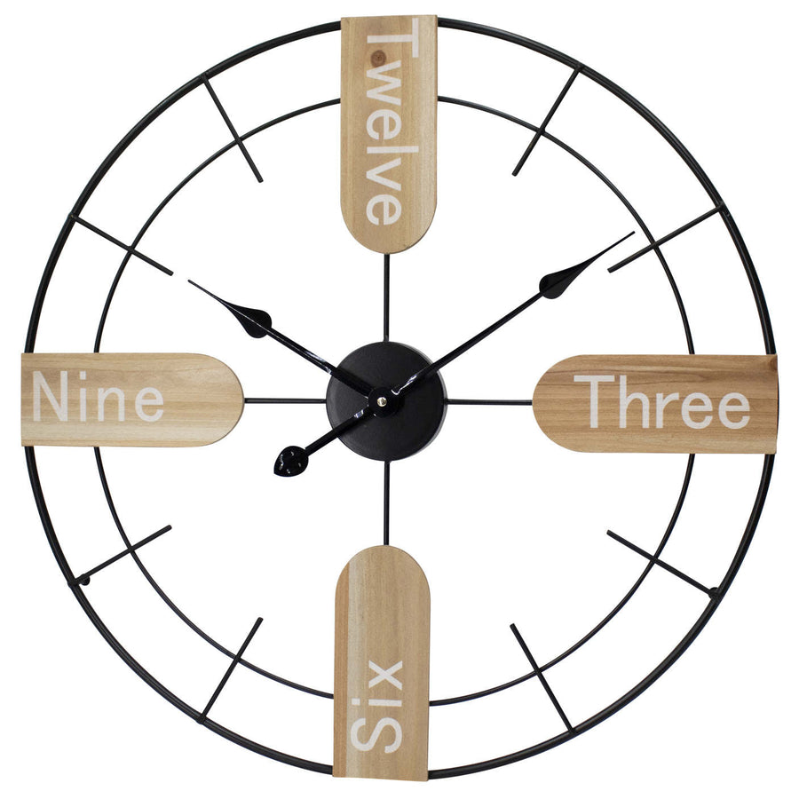 Toki Dean Written Numbers Floating Wall Clock Brown 60cm 23137 1