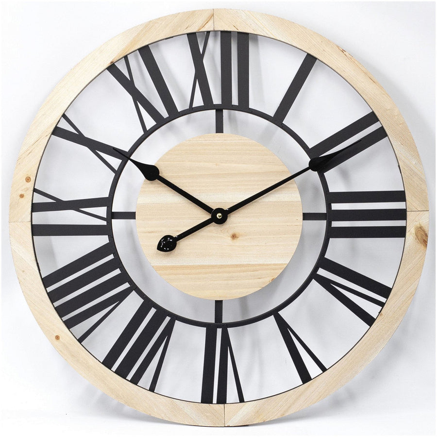 Toki Donald Skeleton Roman Wood Metal Wall Clock 60cm 23076 1