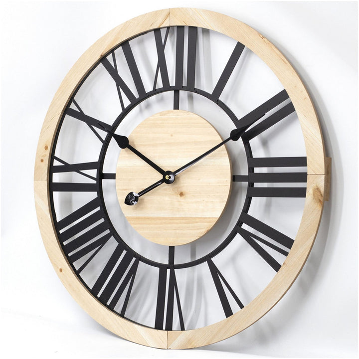 Toki Donald Skeleton Roman Wood Metal Wall Clock 60cm 23076 3
