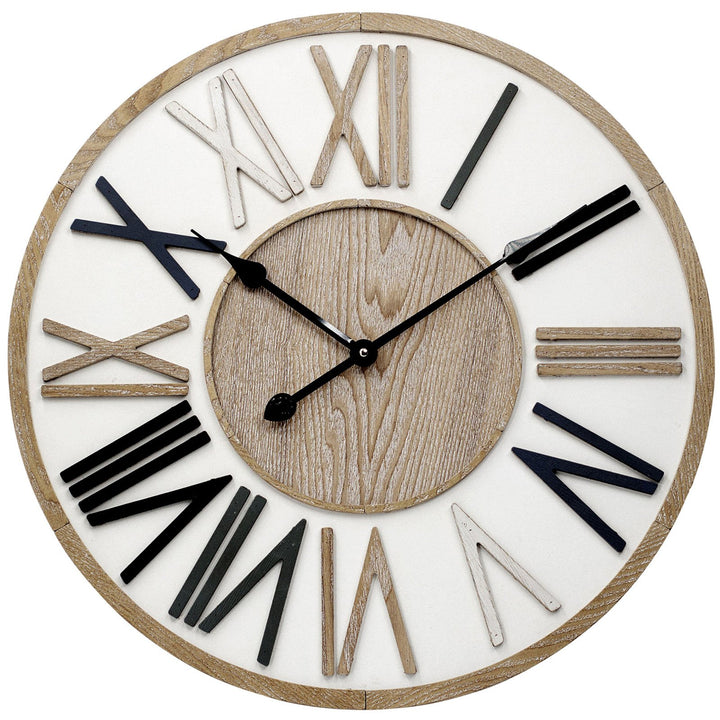 Toki Harley Embossed Roman Wooden Wall Clock 60cm 23096 1