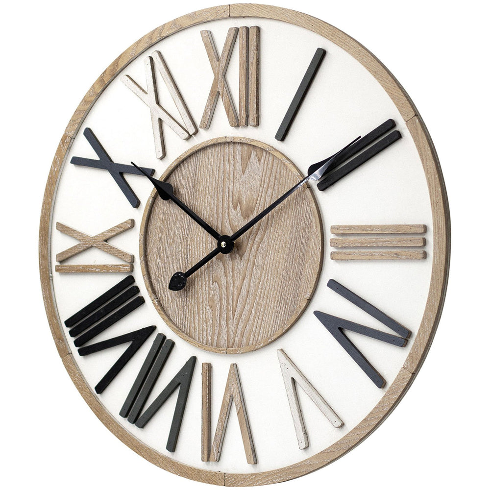 Toki Harley Embossed Roman Wooden Wall Clock 60cm 23096 2