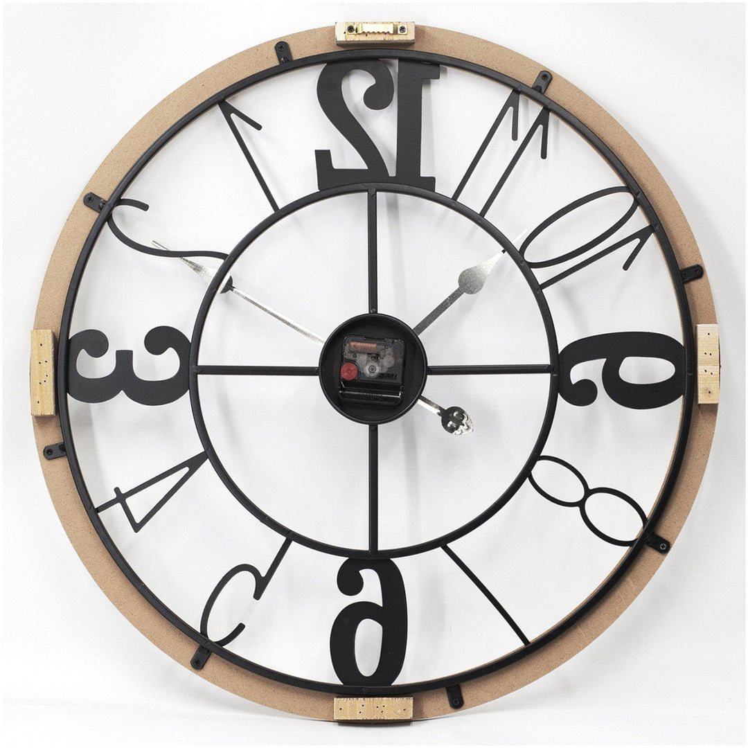 Toki Harper Floating Numbers Wood Metal Wall Clock 60cm 23073 2