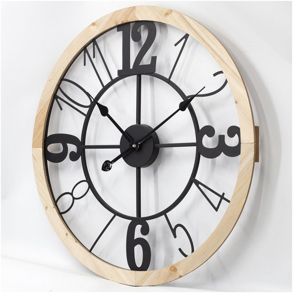 Toki Harper Floating Numbers Wood Metal Wall Clock 60cm 23073 3