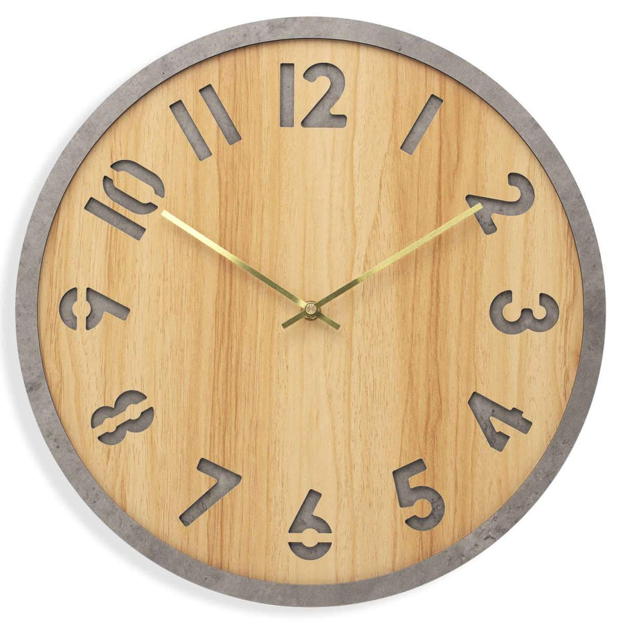 Toki Jake Wood Veneer Debossed Wall Clock 40cm 23028 1
