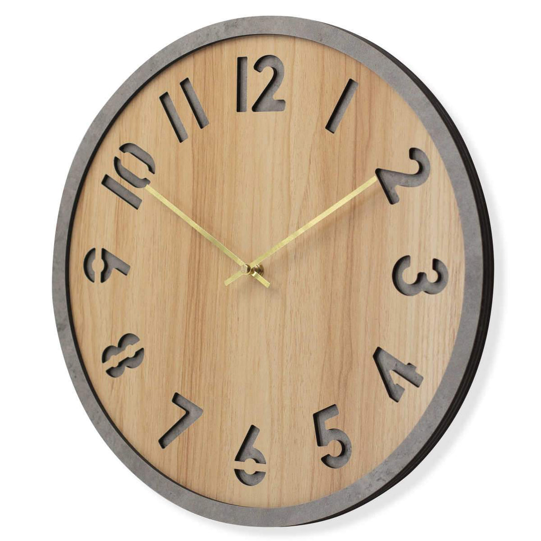 Toki Jake Wood Veneer Debossed Wall Clock 40cm 23028 2