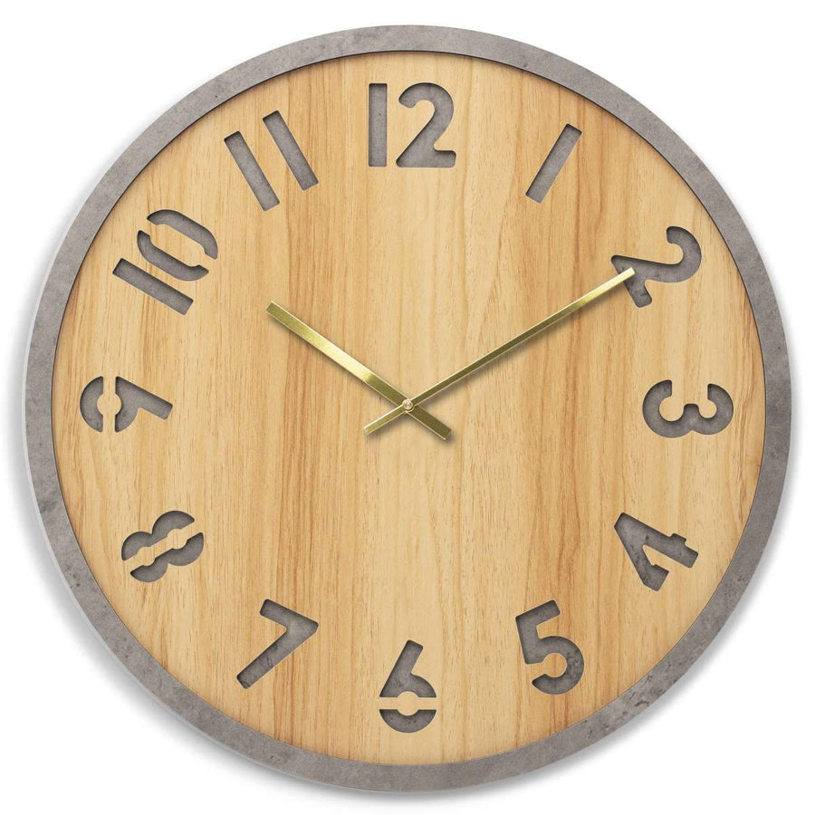 Toki Jake Wood Veneer Debossed Wall Clock 60cm 23029 1