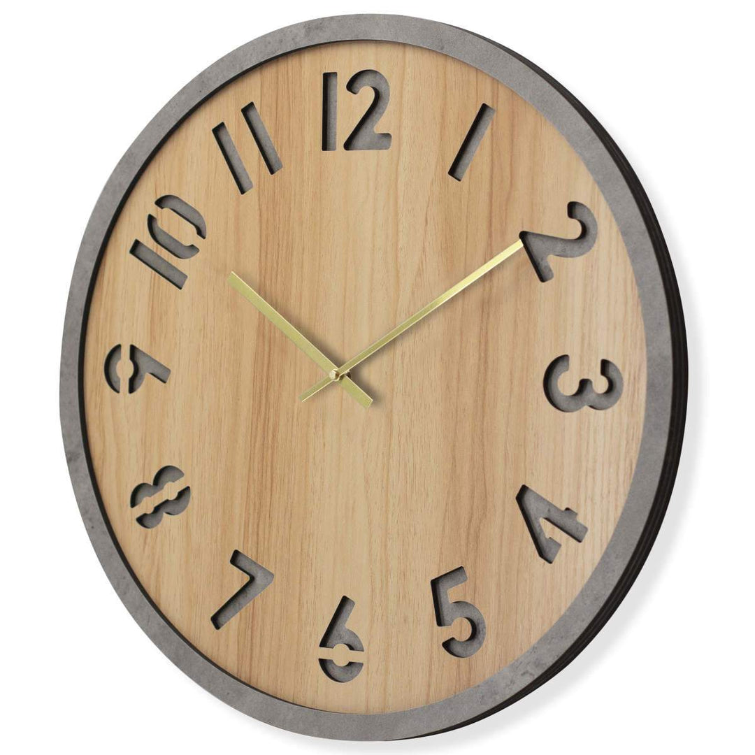 Toki Jake Wood Veneer Debossed Wall Clock 60cm 23029 2