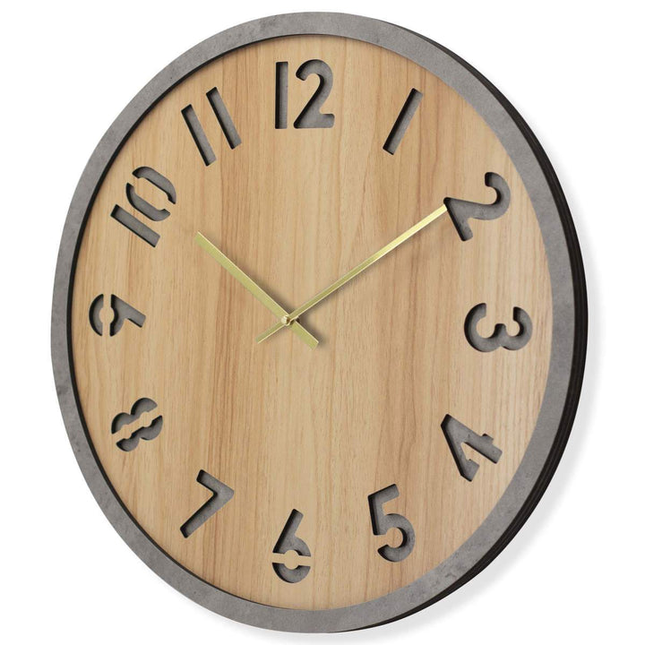 Toki Jake Wood Veneer Debossed Wall Clock 60cm 23029 2
