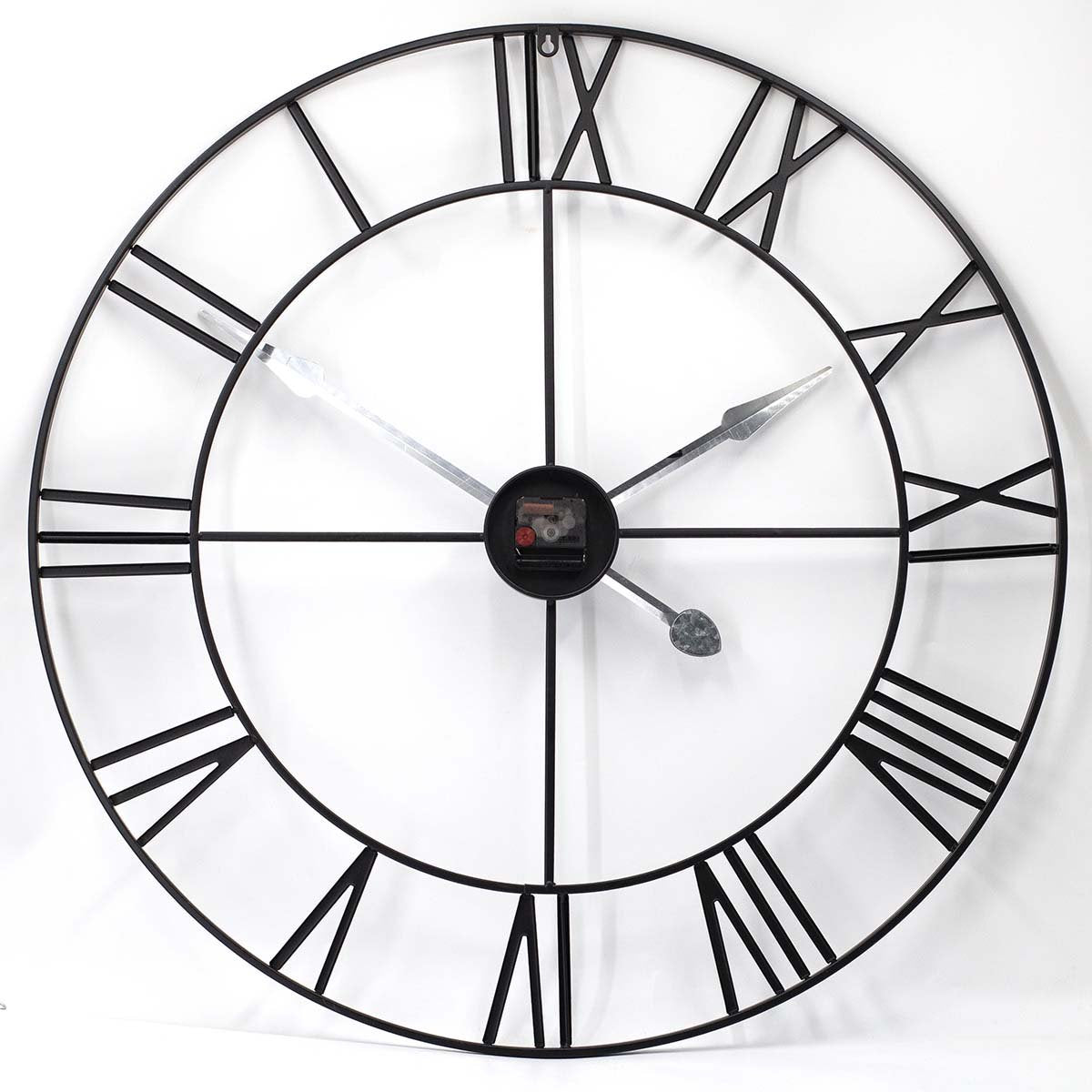 80cm Clock Toki Karl Extra Large Metal Roman Skeleton Wall Clock Black – Oh Clocks