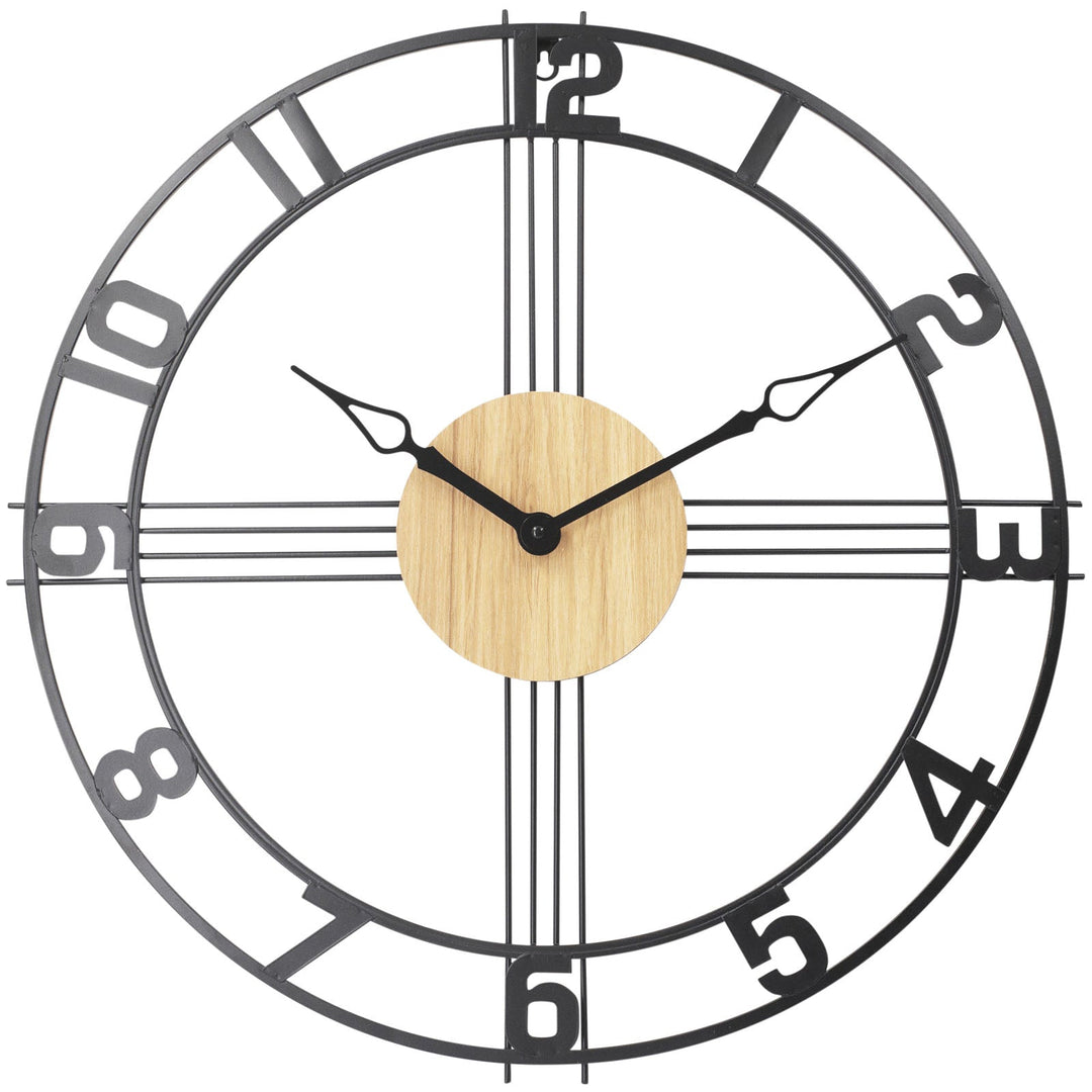Toki Myles Skeleton Numbers Metal Wall Clock Black 60cm 23089 1