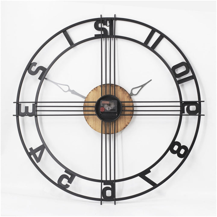 Toki Myles Skeleton Numbers Metal Wall Clock Black 60cm 23089 2