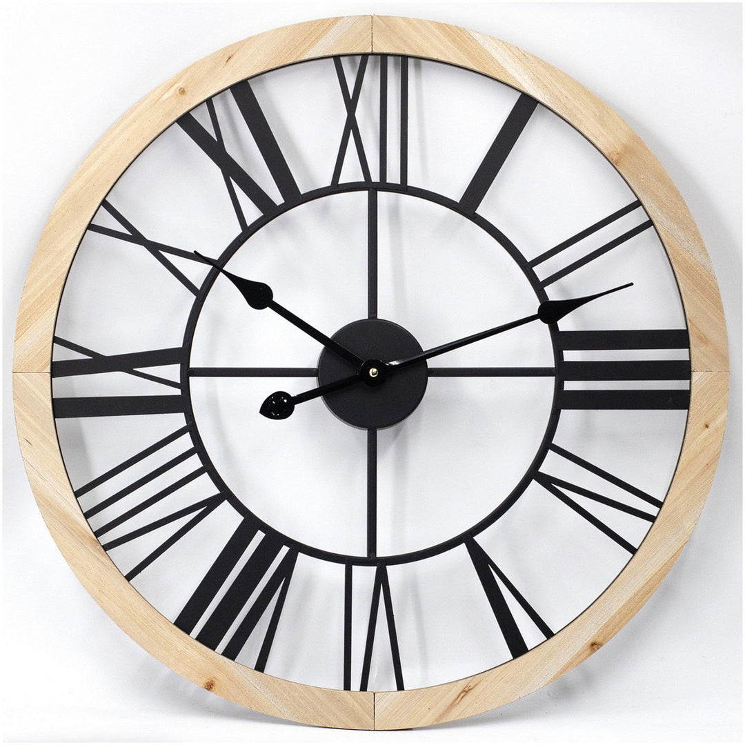 Toki Richard Skeleton Roman Wood Metal Wall Clock 60cm 23074 1